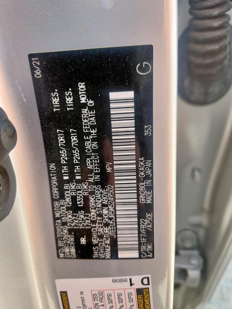 JTEEU5JR5M5249502 - 2021 TOYOTA 4RUNNER SR5 Silber Foto 14