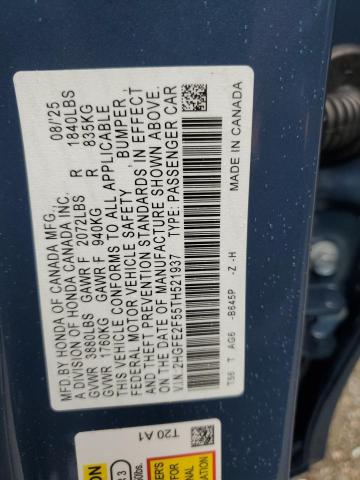 2HGFE2F55TH521937 - 2026 HONDA CIVIC SPORT BLUE photo 12