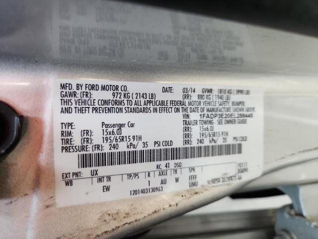 1FADP3E20EL288445 - 2014 FORD FOCUS S SILVER photo 13