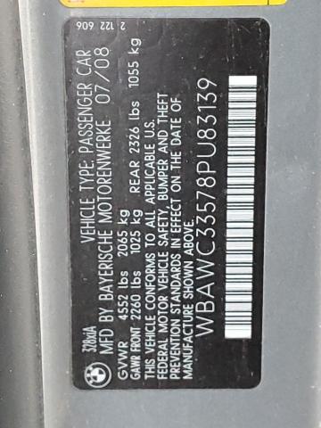 WBAWC33578PU83139 - 2008 BMW 328 XI GRAY photo 12