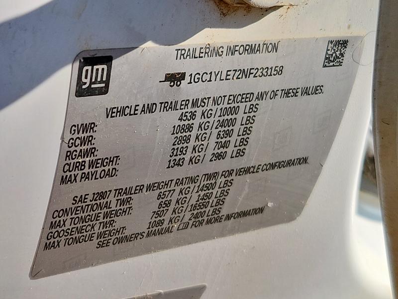 1GC1YLE72NF233158 - 2022 CHEVROLET SILVERADO K2500 HEAVY DUTY WHITE photo 12