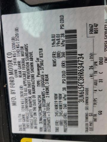 3LN6L5FC3HR634734 - 2017 LINCOLN MKZ RESERVE შავი ფოტო 12