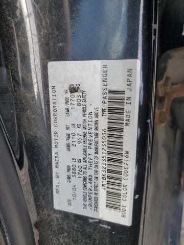 JM1BK323351235036 - 2005 MAZDA 3 S BLACK photo 12