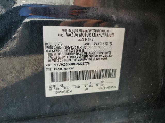 1YVHZ8DH8C5M25779 - 2012 MAZDA 6 I BLACK photo 12