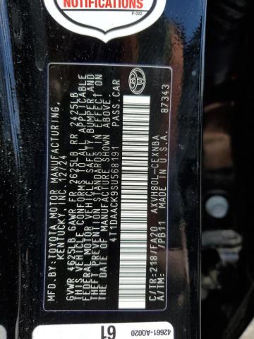 4T1DAACK9SU568191 - 2025 TOYOTA CAMRY XSE BLACK photo 13