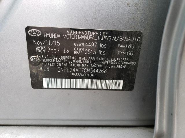 5NPE24AF7GH344268 - 2016 HYUNDAI SONATA SE SILVER photo 12