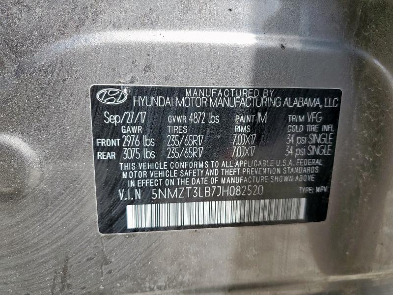 5NMZT3LB7JH082520 - 2018 HYUNDAI SANTA FE S GRAY photo 13