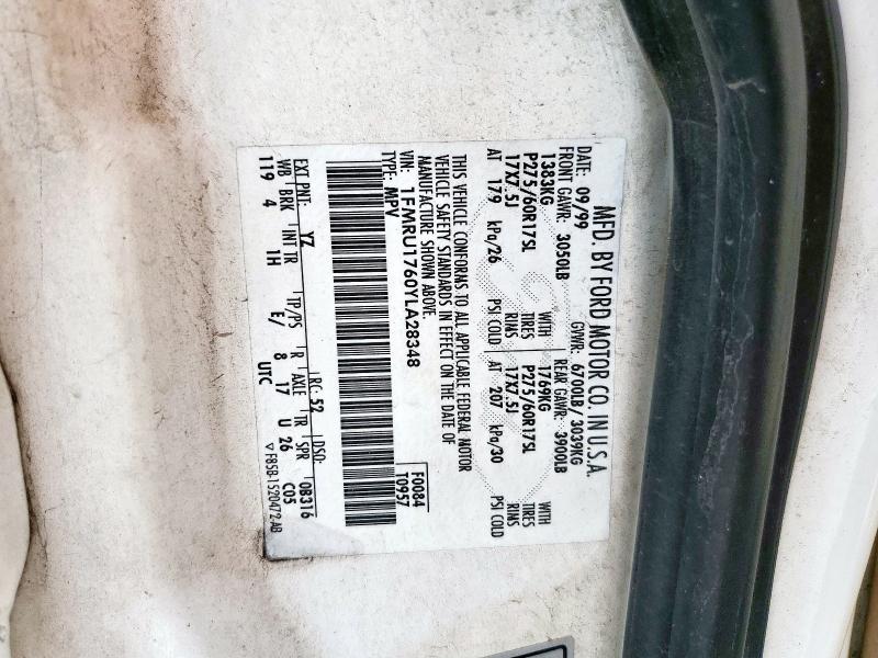 1FMRU1760YLA28348 - 2000 FORD EXPEDITION EDDIE BAUER WHITE photo 13