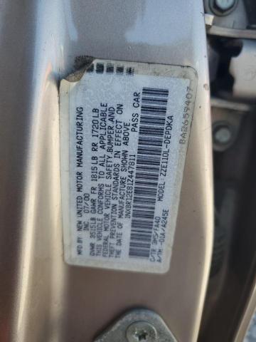 1NXBR12E81Z447811 - 2001 TOYOTA COROLLA CE SILVER photo 12