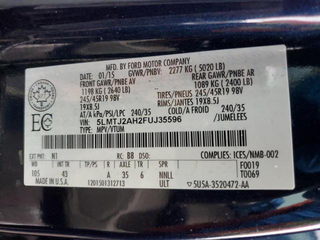 5LMTJ2AH2FUJ35596 - 2015 LINCOLN MKC Көк фото 13