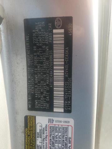 4T1BE46K77U099635 - 2007 TOYOTA CAMRY CE Plata foto 12