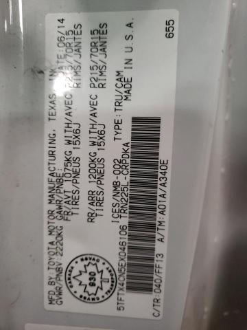 5TFTX4CN5EX046106 - 2014 TOYOTA TACOMA ACCESS CAB Ақ фото 12