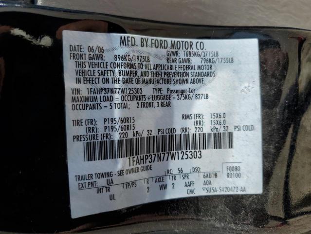 1FAHP37N77W125303 - 2007 FORD FOCUS ZX5 BLACK photo 12