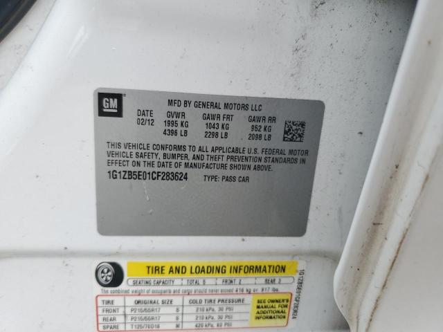 1G1ZB5E01CF283624 - 2012 CHEVROLET MALIBU LS Beyaz fotoğraf 12