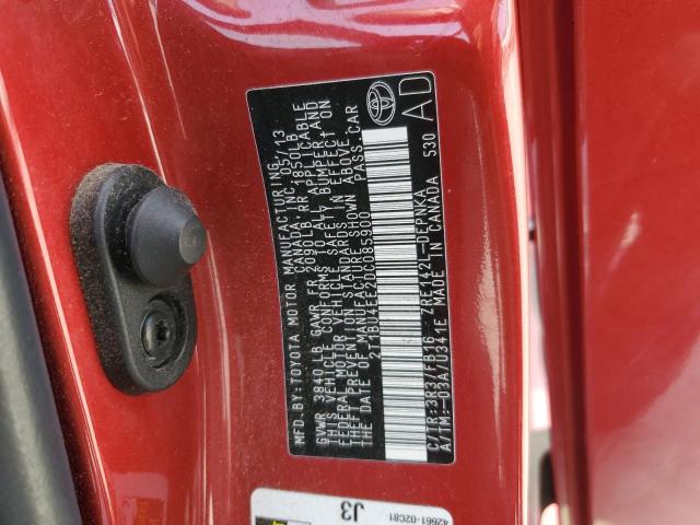 2T1BU4EE2DC085900 - 2013 TOYOTA COROLLA BASE Kırmızı fotoğraf 12
