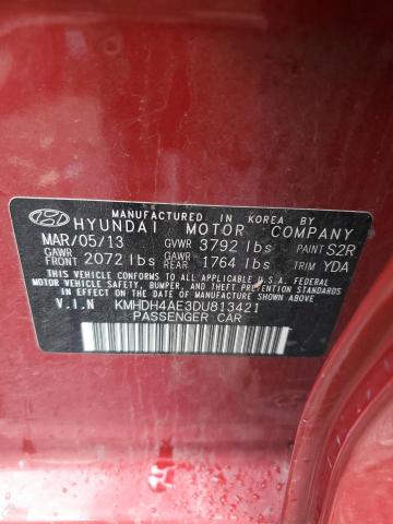 KMHDH4AE3DU813421 - 2013 HYUNDAI ELANTRA GLS RED photo 12