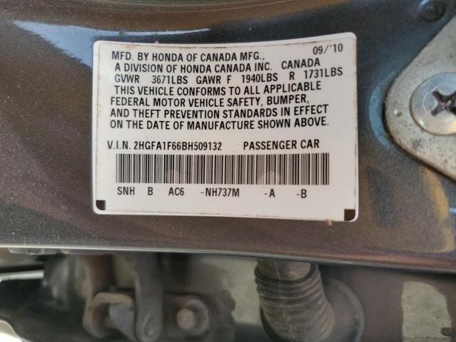 2HGFA1F66BH509132 - 2011 HONDA CIVIC LX-S GRAY photo 12