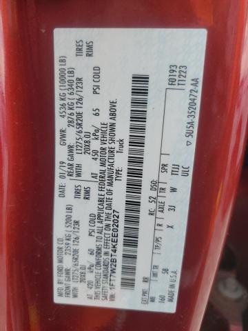 1FT7W2BT4KEE02027 - 2019 FORD F250 SUPER DUTY წითელი ფოტო 12