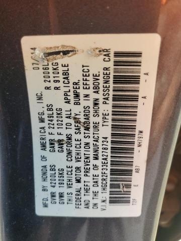 1HGCR2F33EA278734 - 2014 HONDA ACCORD LX GRAY photo 13
