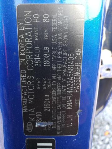 KNAFU4A22A5881405 - 2010 KIA FORTE EX 蓝色 照片 12