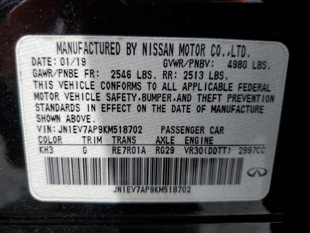 JN1EV7AP9KM518702 - 2019 INFINITI Q50 LUXE BLACK photo 13