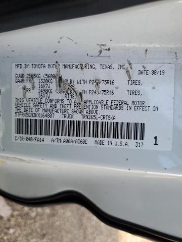 5TFRX5GN3KX164807 - 2019 TOYOTA TACOMA ACCESS CAB 白色 照片 13