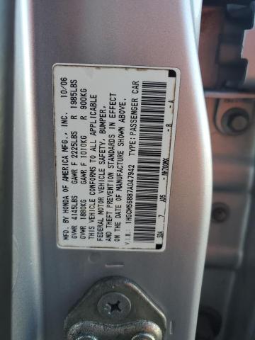 1HGCM56887A047942 - 2007 HONDA ACCORD EX SILVER photo 12