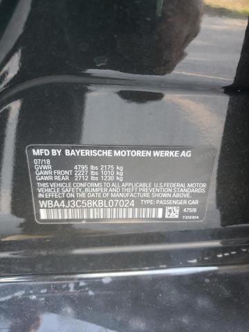 WBA4J3C58KBL07024 - 2019 BMW 430XI GRAN COUPE BLACK photo 12