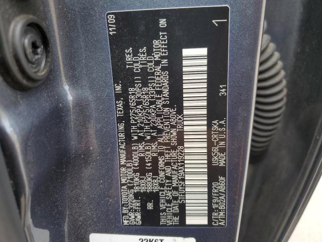 5TFUY5F19AX119228 - 2010 TOYOTA TUNDRA DOUBLE CAB SR5 BLUE photo 12