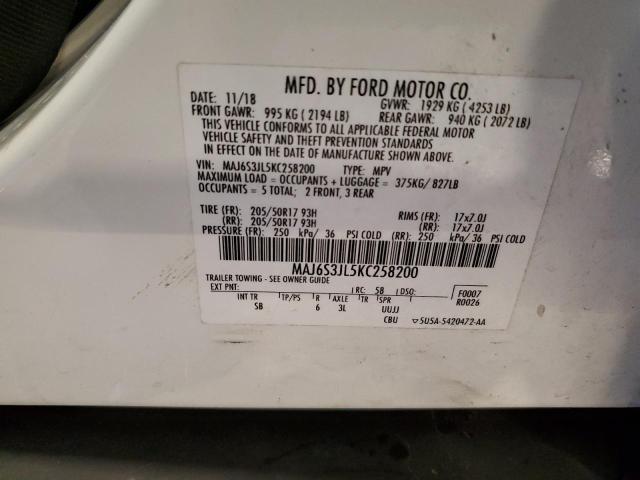 MAJ6S3JL5KC258200 - 2019 FORD ECOSPORT SES Ağ foto 13