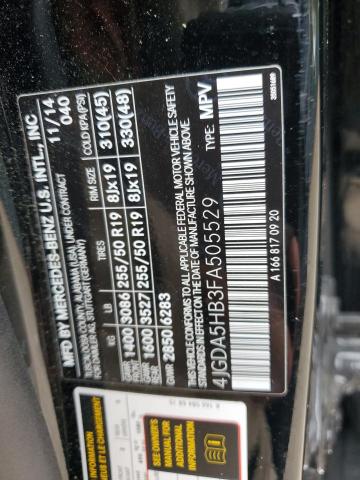 4JGDA5HB3FA505529 - 2015 MERCEDES-BENZ ML 350 4MATIC BLACK photo 13