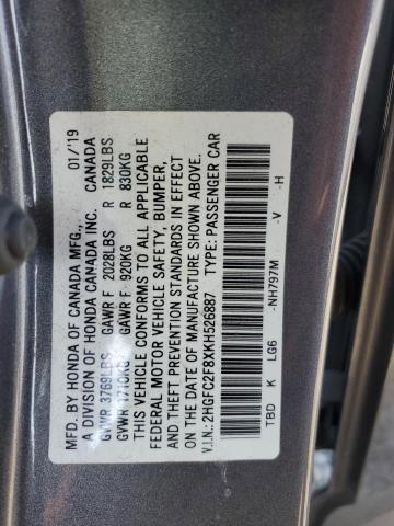 2HGFC2F8XKH526887 - 2019 HONDA CIVIC SPORT Grau Foto 12