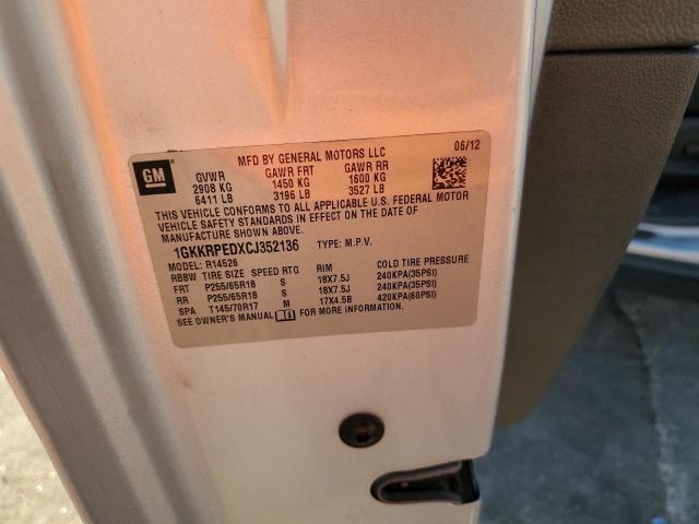 1GKKRPEDXCJ352136 - 2012 GMC ACADIA SLE SILVER photo 12