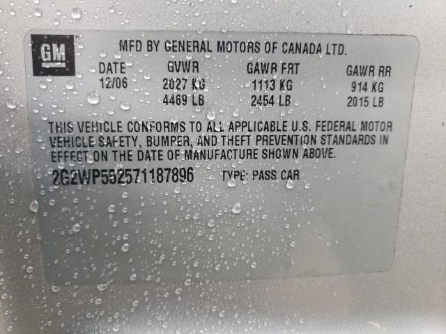 2G2WP552571187896 - 2007 PONTIAC GRAND PRIX SILVER photo 12