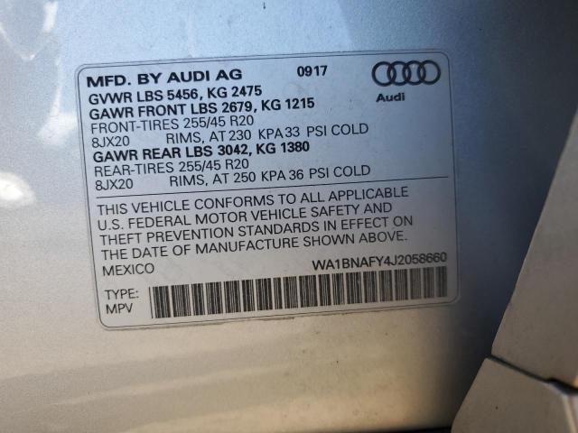 WA1BNAFY4J2058660 - 2018 AUDI Q5 PREMIUM PLUS SILVER photo 13