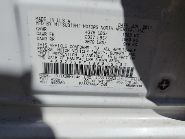 4A32B3FF1BE032507 - 2011 MITSUBISHI GALANT ES WHITE photo 12