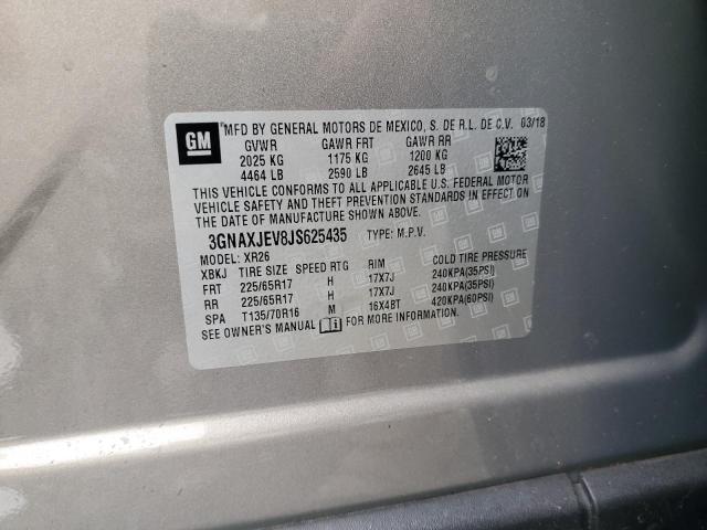 3GNAXJEV8JS625435 - 2018 CHEVROLET EQUINOX LT GRAY photo 13