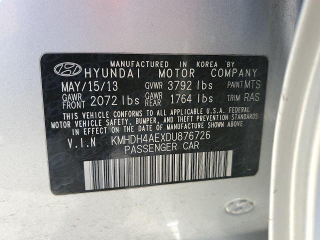 KMHDH4AEXDU876726 - 2013 HYUNDAI ELANTRA GLS SILVER photo 12