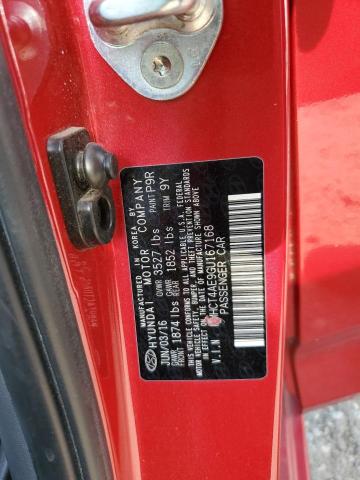 KMHCT4AE9GU167168 - 2016 HYUNDAI ACCENT SE 红色 照片 13