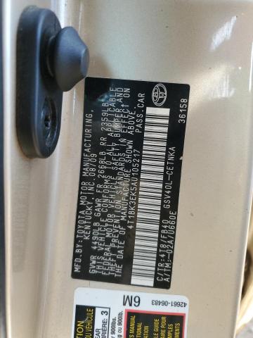 4T1BK3EK5AU105217 - 2010 TOYOTA CAMRY SE BEIGE photo 12