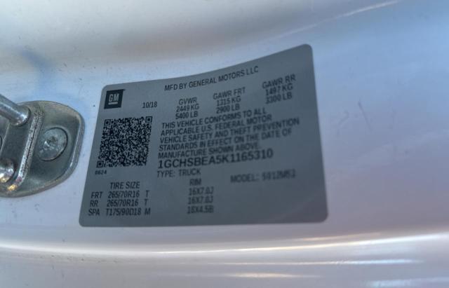 1GCHSBEA5K1165310 - 2019 CHEVROLET COLORADO WHITE photo 10