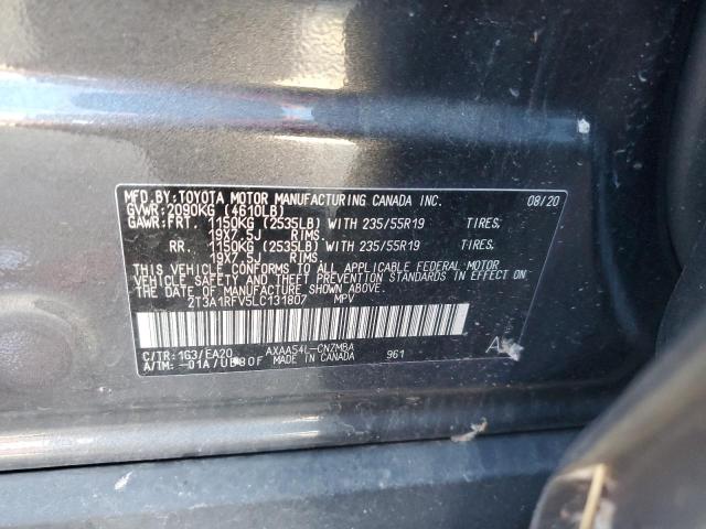 2T3A1RFV5LC131807 - 2020 TOYOTA RAV4 XLE PREMIUM GRAY photo 13