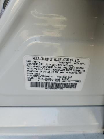 JN1DV6AP9BM601679 - 2011 INFINITI G25 BASE WHITE photo 12