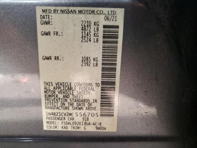 1N4BZ1CV2MC556705 - 2021 NISSAN LEAF SV PLUS GRAY photo 12