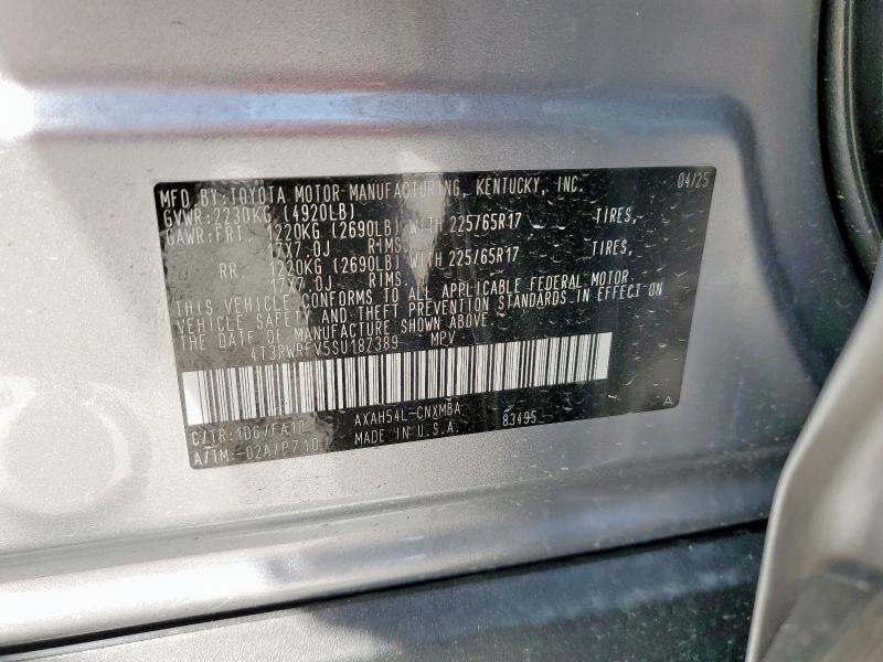 4T3RWRFV5SU187389 - 2025 TOYOTA RAV4 XLE SILVER photo 13