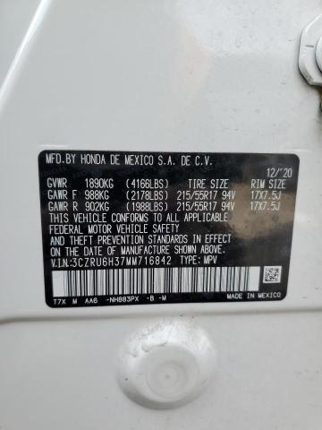 3CZRU6H37MM716842 - 2021 HONDA HR-V LX WHITE photo 13