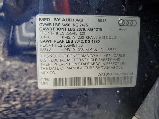 WA1BNAFY4J2203325 - 2018 AUDI Q5 PREMIUM PLUS BLUE photo 12