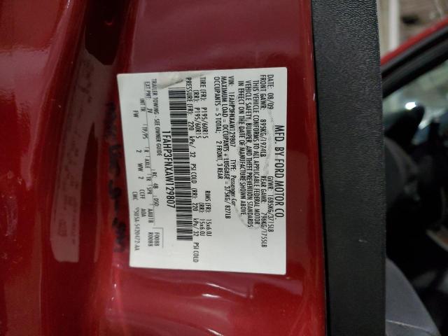 1FAHP3FNXAW129807 - 2010 FORD FOCUS SE RED photo 12