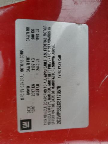 2G2WP552X81170576 - 2008 PONTIAC GRAND PRIX 红色 照片 13