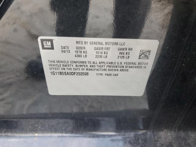 1G11B5SA0DF292598 - 2013 CHEVROLET MALIBU LS BLACK photo 12